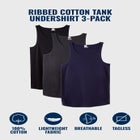 3-Pack Ribbed Cotton Tank Undershirt image number null