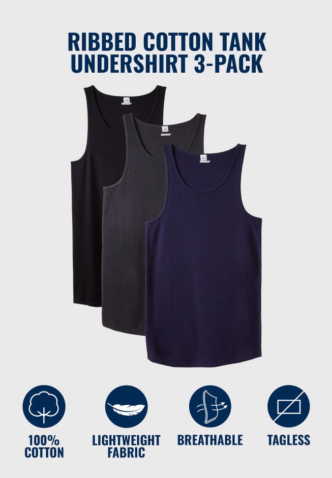 3-Pack Ribbed Cotton Tank Undershirt image number 1