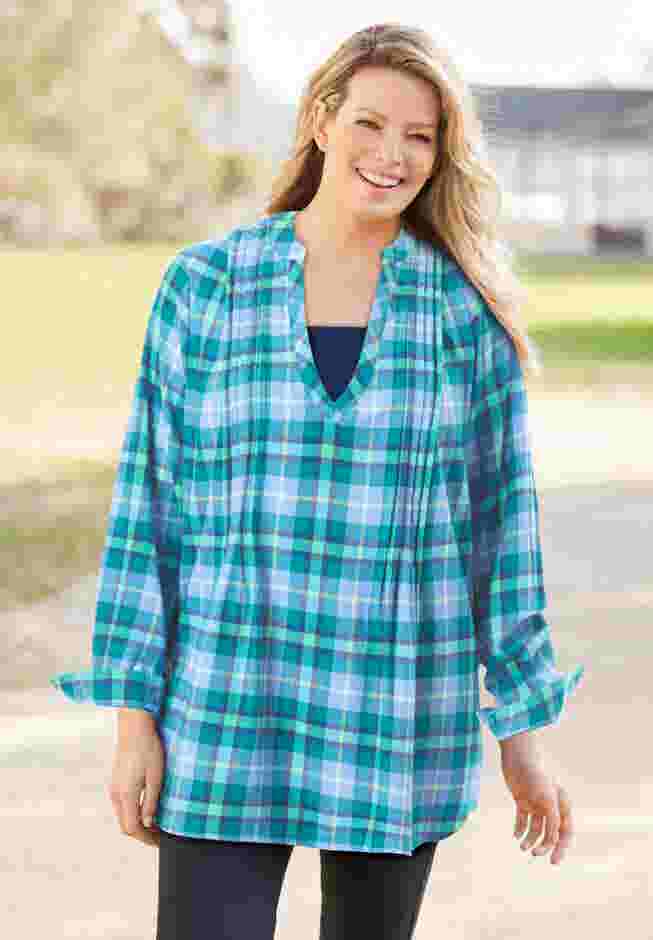 Flannel Tunic With Layered Look image number 4