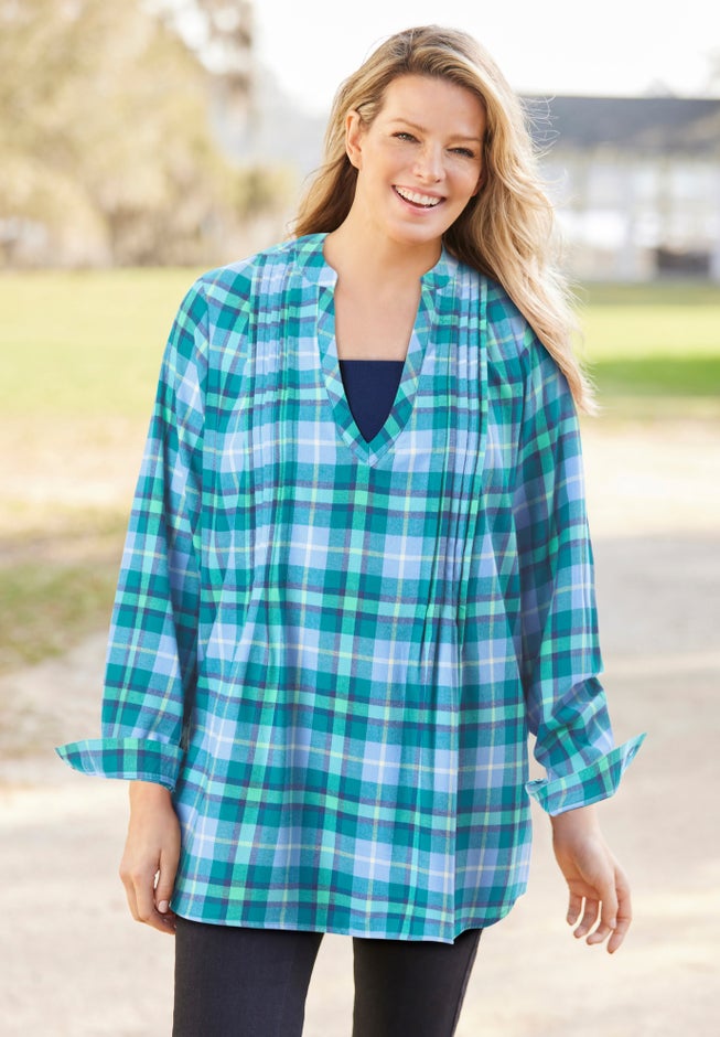 Flannel Tunic With Layered Look image number 4