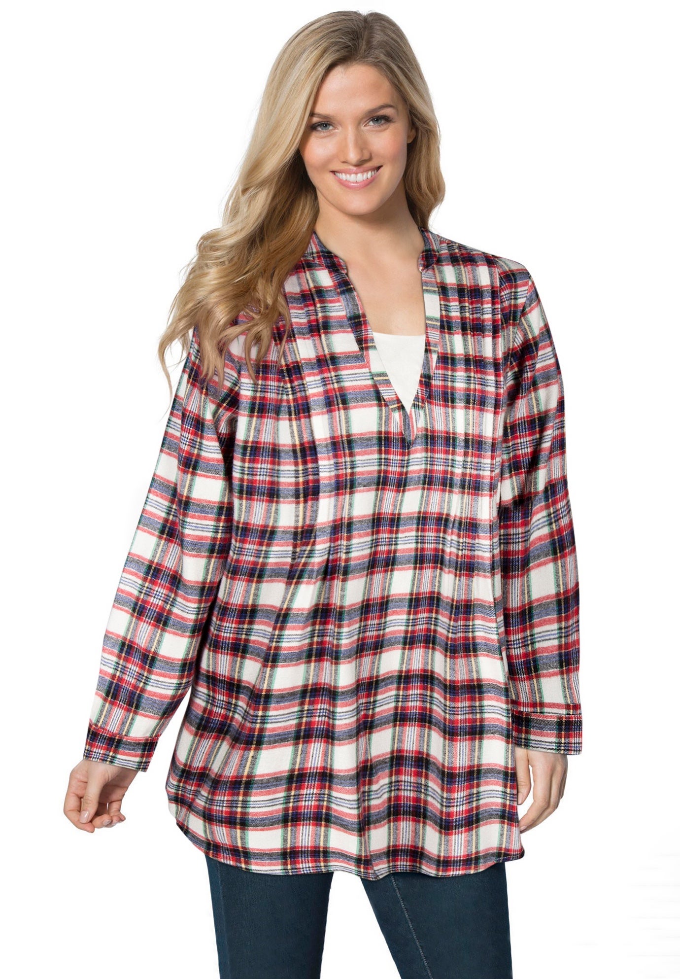 Flannel Tunic With Layered Look image number 1