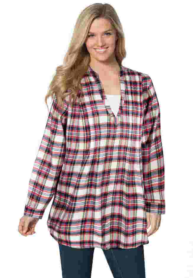 Flannel Tunic With Layered Look image number 1