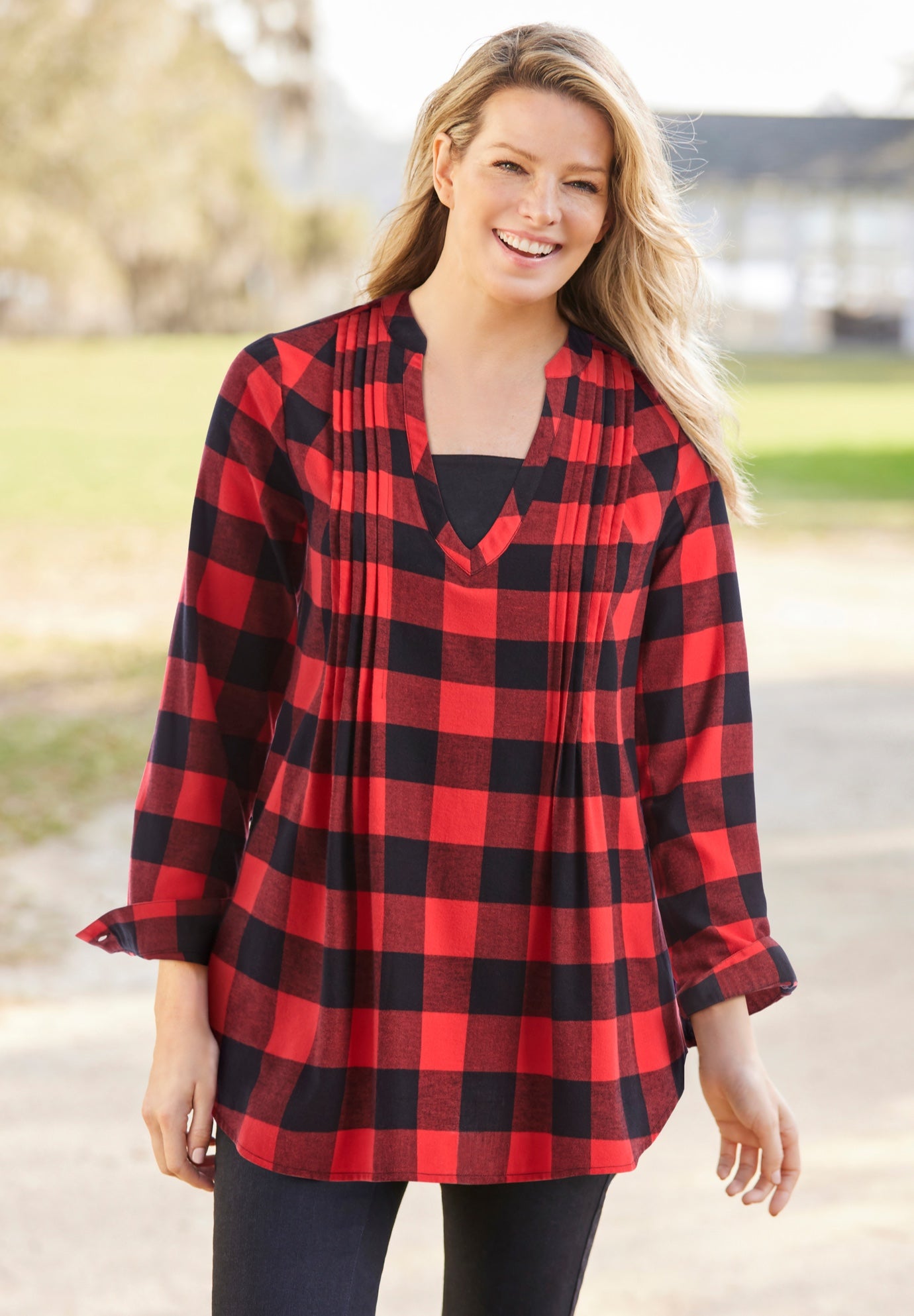 Flannel Tunic With Layered Look image number 1