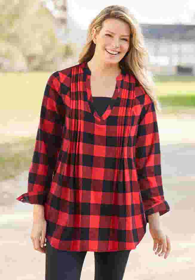 Flannel Tunic With Layered Look image number 1