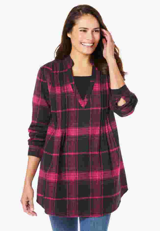 Flannel Tunic With Layered Look image number 2