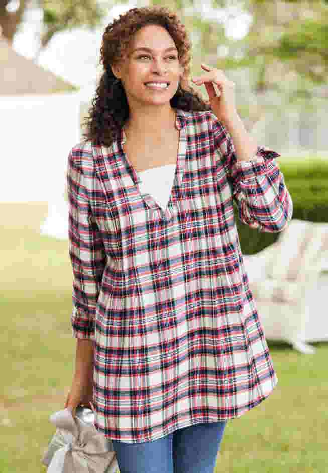 Flannel Tunic With Layered Look image number 3