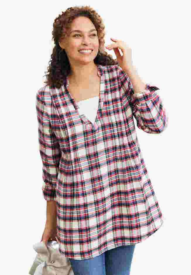 Flannel Tunic With Layered Look image number 0