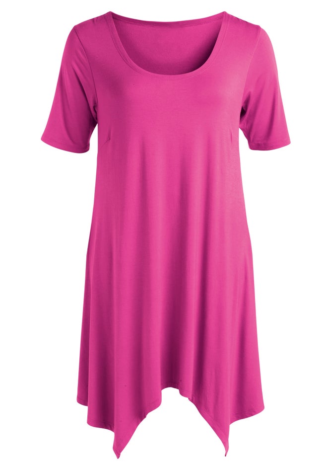 Scoop Neck Hanky Hem Tunic image number 2
