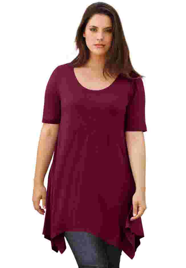 Scoop Neck Hanky Hem Tunic image number 0