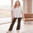 Cotton Spandex Full Length Bootcut Flat Waistband Leggings image number null