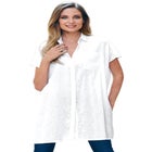 Linen-Blend Button Front Tunic image number null
