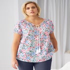 Ruffle Trim Peasant Blouse image number null