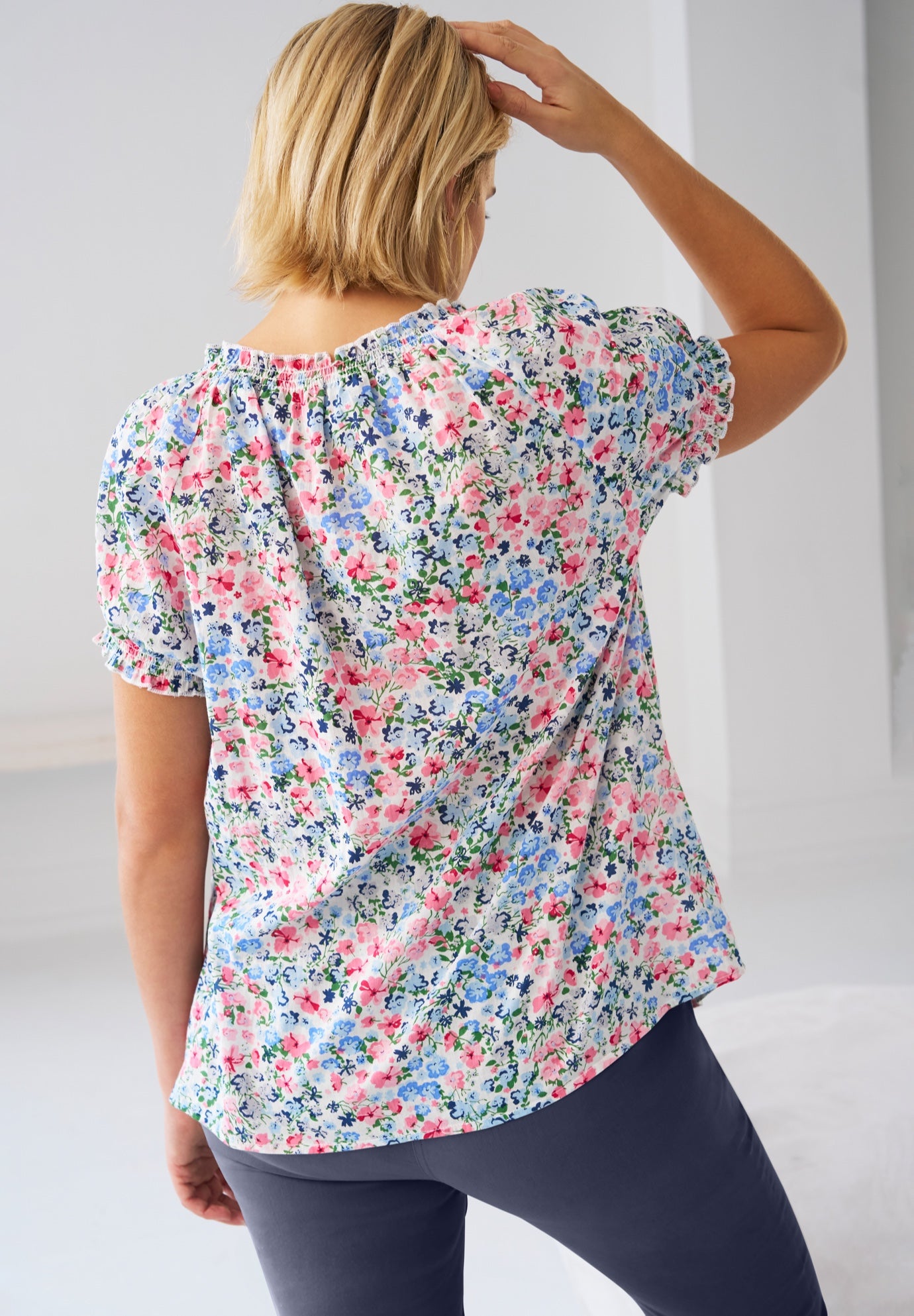 Ruffle Trim Peasant Blouse image number 1