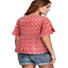 Ruffle Trim Peasant Blouse image number null