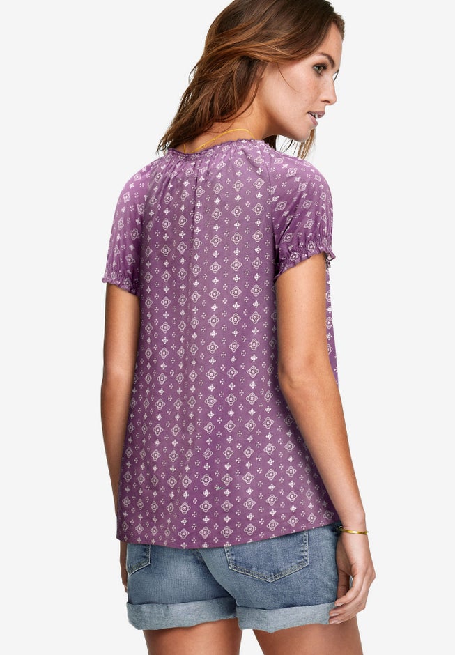 Ruffle Trim Peasant Blouse image number 1