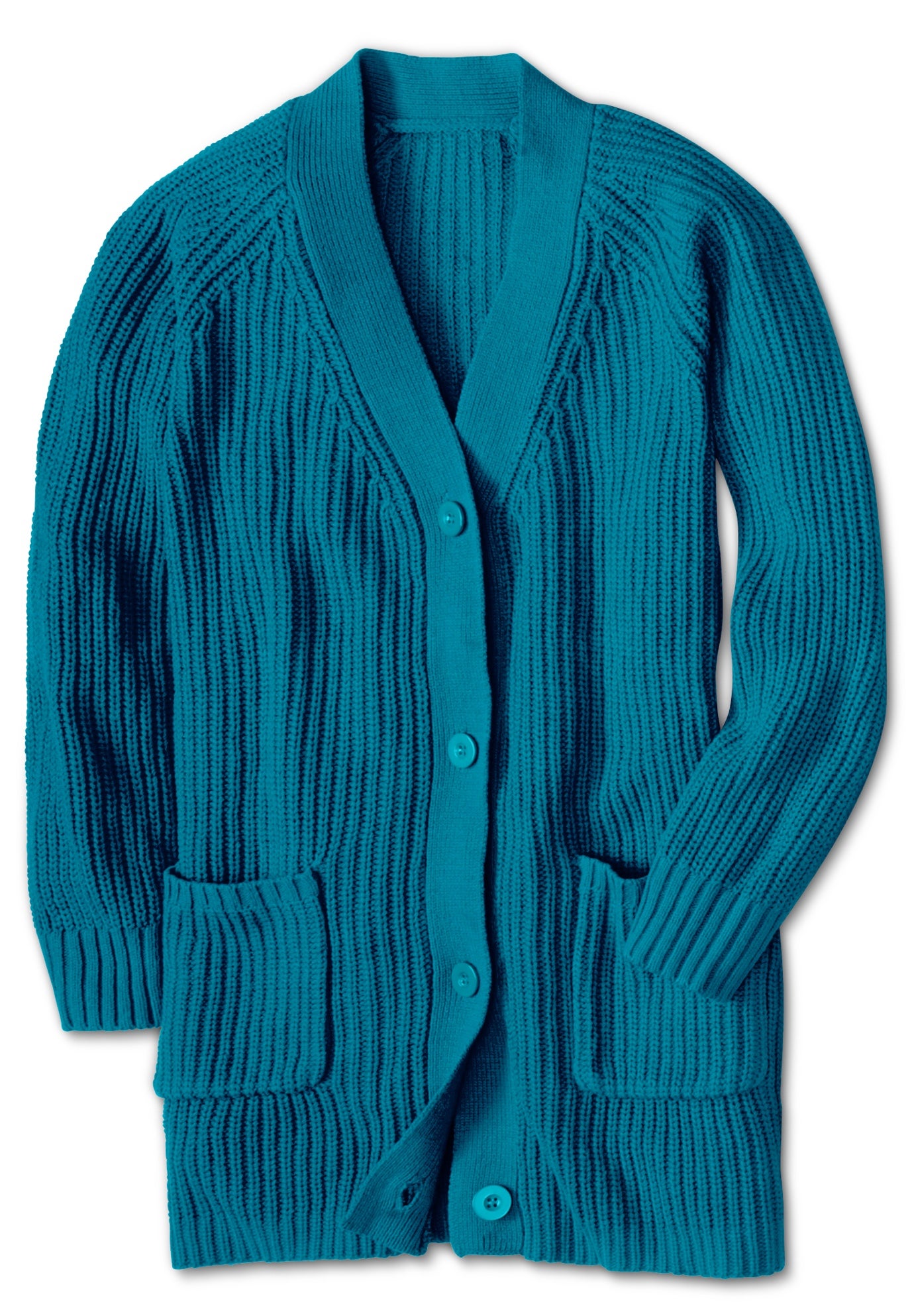 Button-Front Shaker Cardigan Sweater image number 1