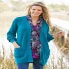 Button-Front Shaker Cardigan Sweater image number null