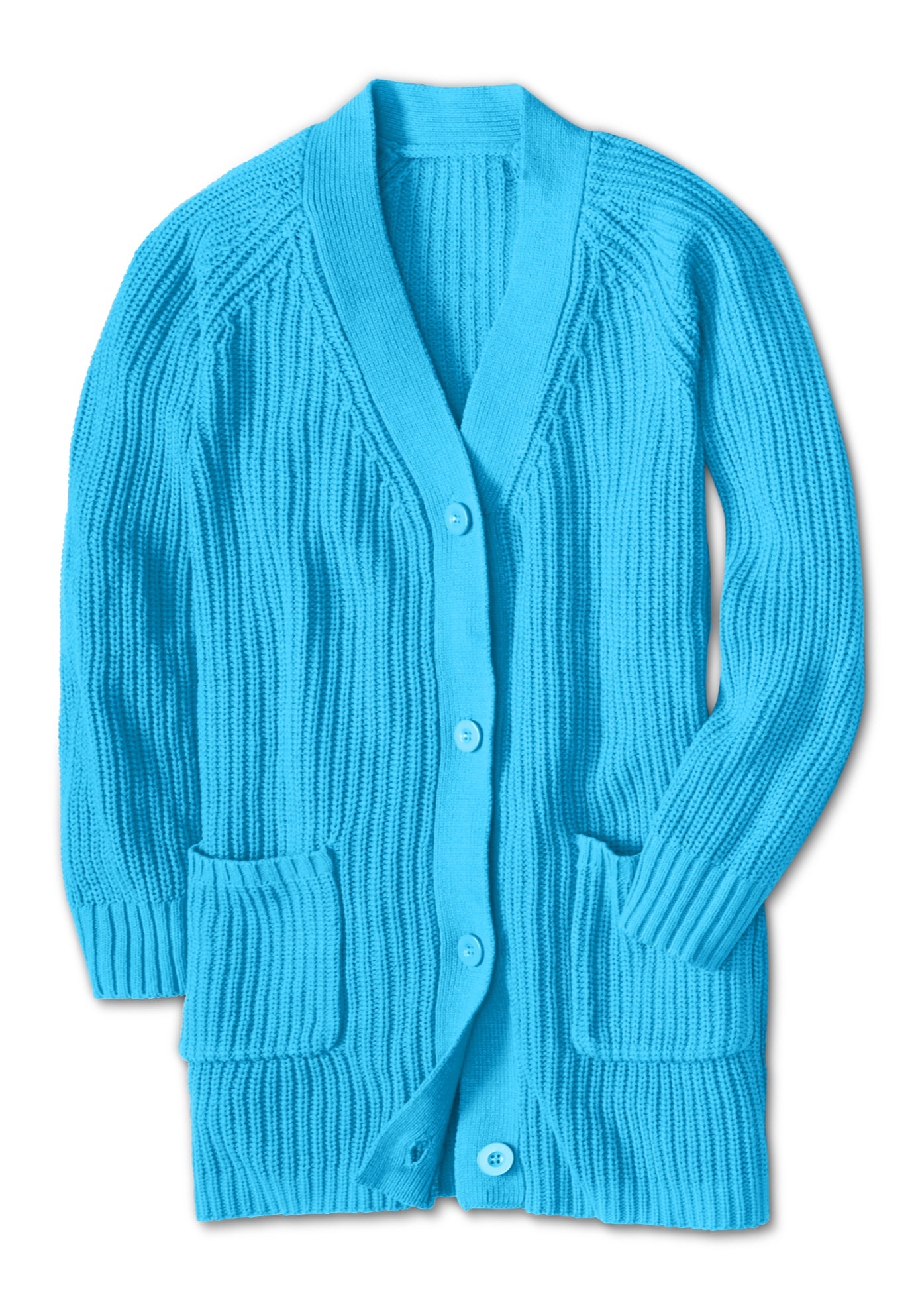 Button-Front Shaker Cardigan Sweater image number 5