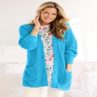 Button-Front Shaker Cardigan Sweater image number null