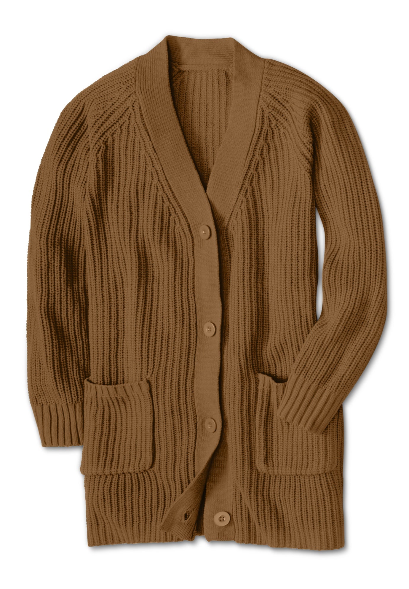Button-Front Shaker Cardigan image number 1