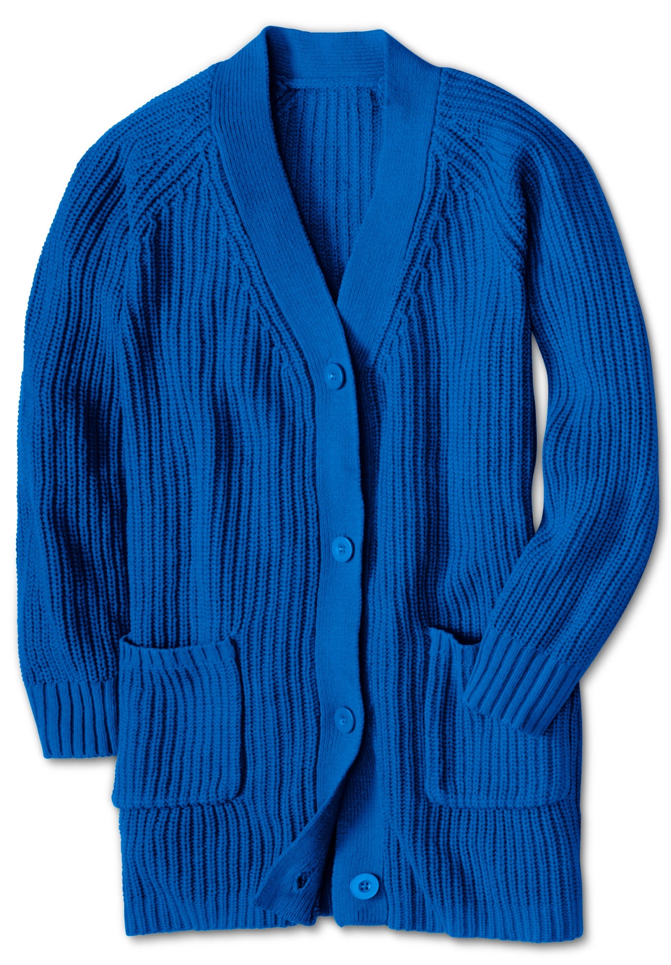 Button-Front Shaker Cardigan Sweater image number 1