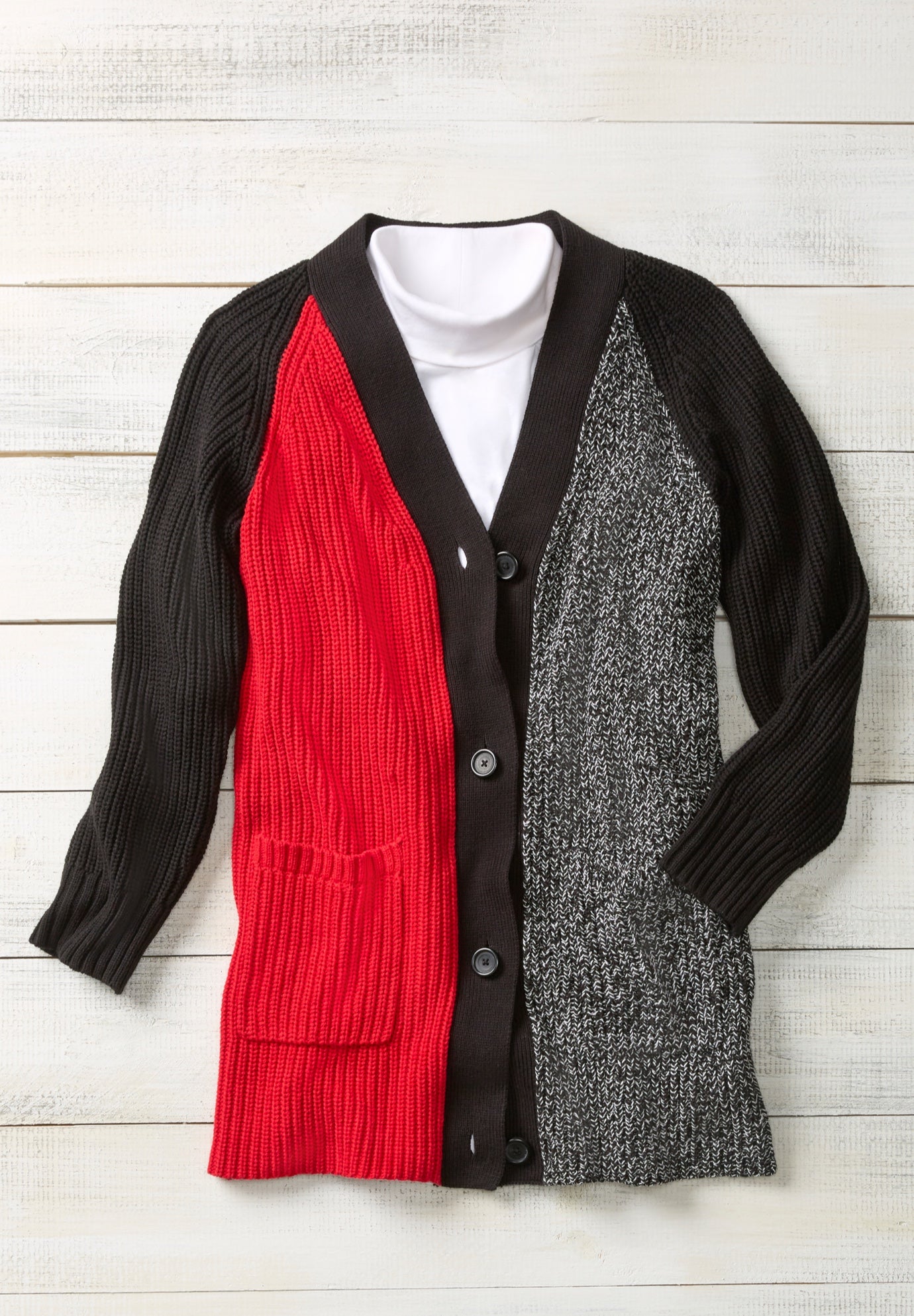 Button-Front Shaker Cardigan Sweater image number 1