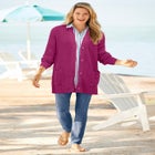 Shaker Button-Front Cardigan Sweater image number null