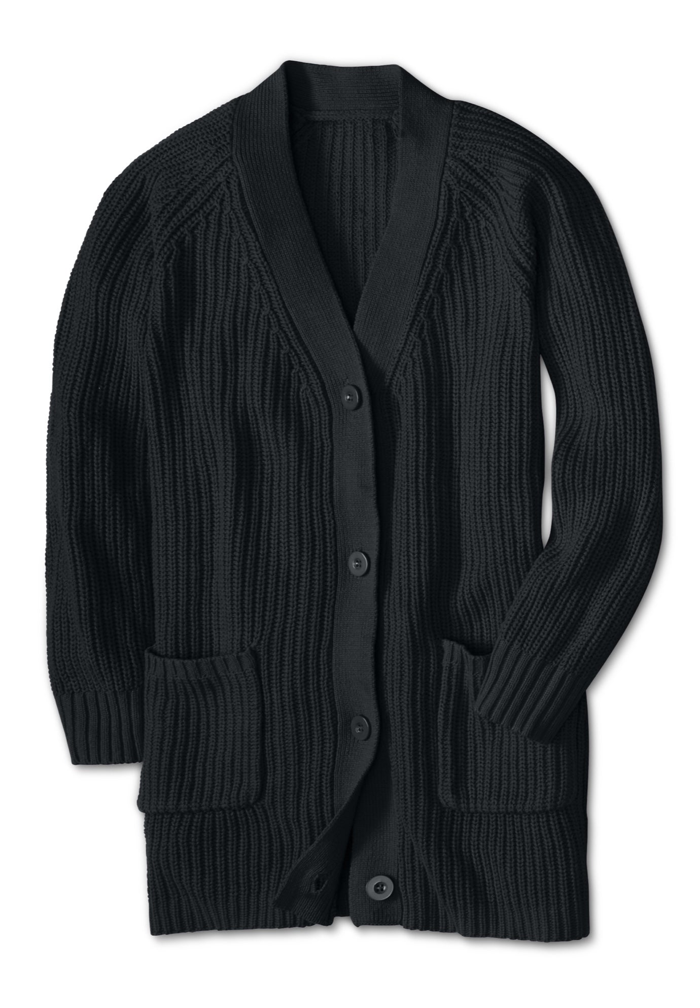 Button-Front Shaker Cardigan image number 1
