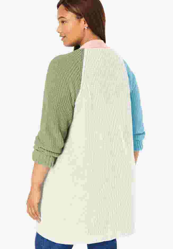 Button-Front Shaker Cardigan image number 1