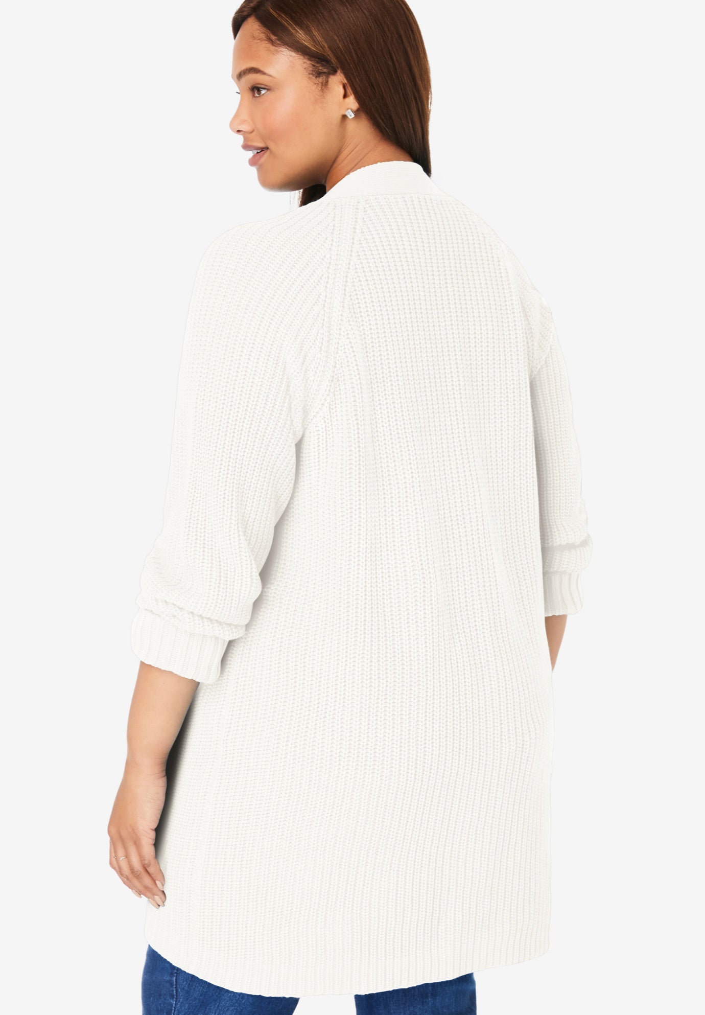 Button-Front Shaker Cardigan image number 1