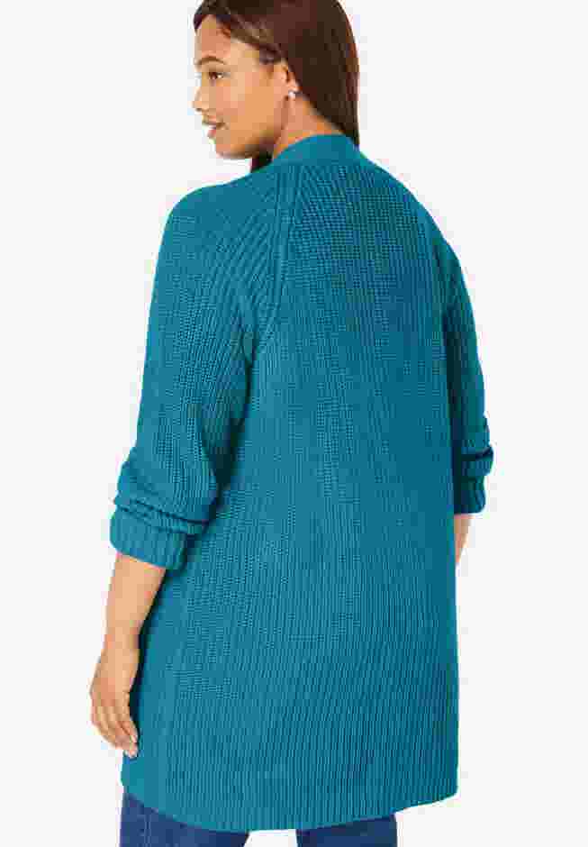 Button-Front Shaker Cardigan image number 1