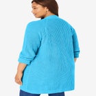 Button-Front Shaker Cardigan Sweater image number null