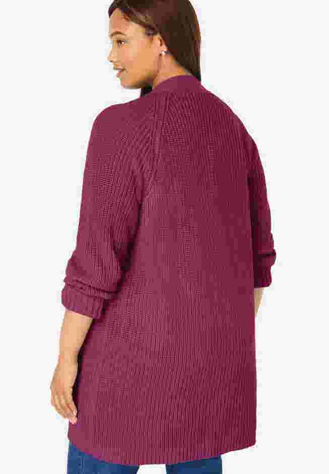 Button-Front Shaker Cardigan image number 1