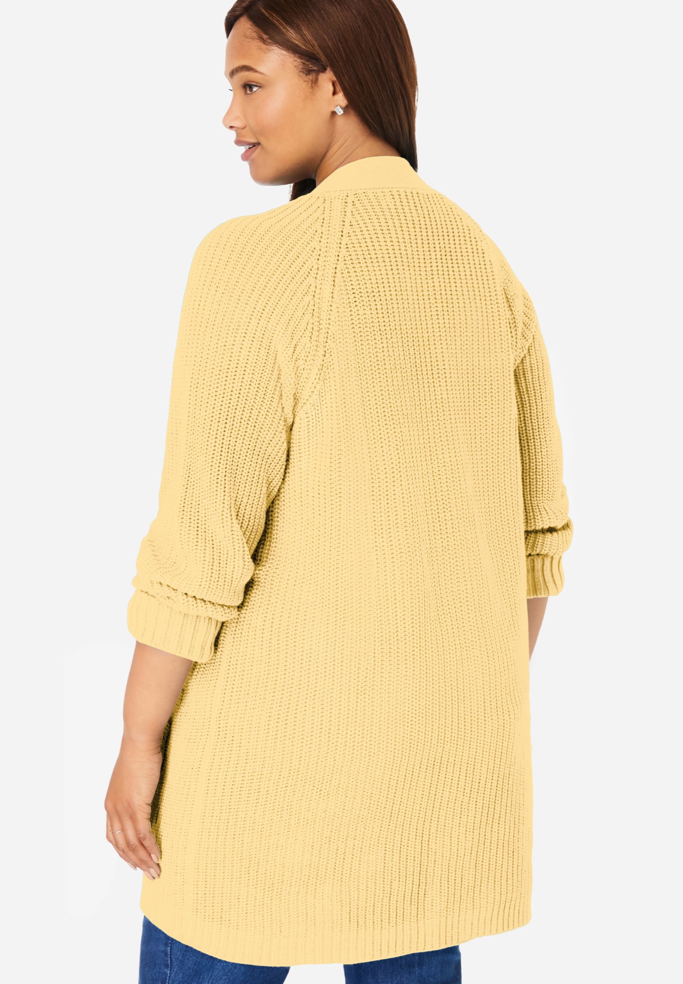 Button-Front Shaker Cardigan Sweater image number 3