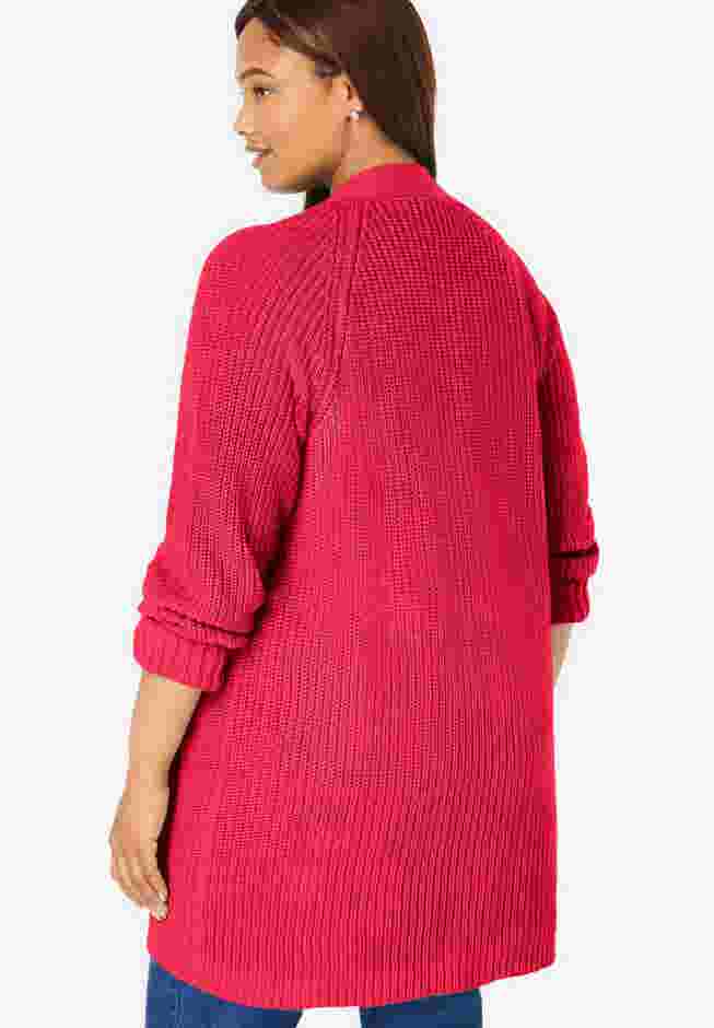 Button-Front Shaker Cardigan image number 1