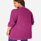 Button-Front Shaker Cardigan Sweater image number null