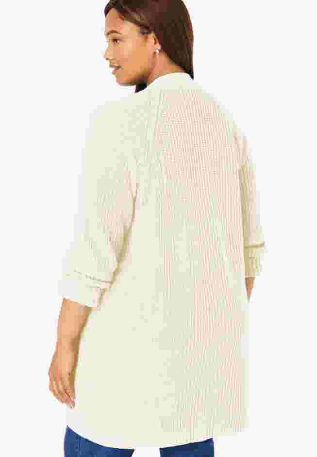 Button-Front Shaker Cardigan image number 1