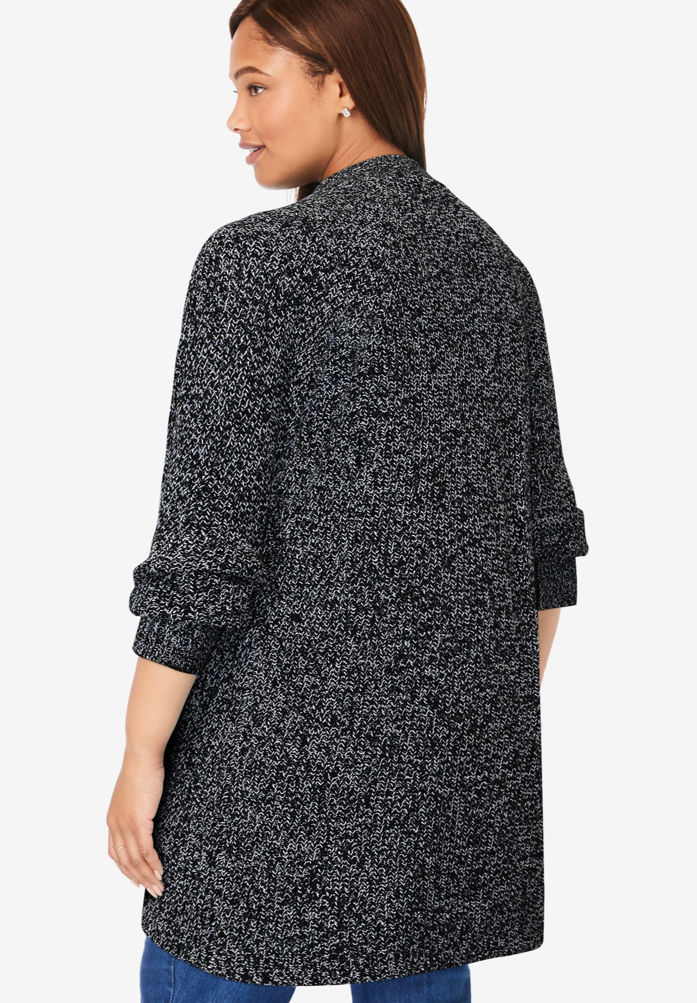 Button-Front Shaker Cardigan image number 1