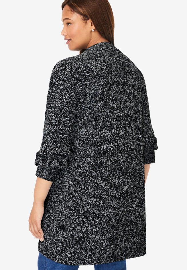 Button-Front Shaker Cardigan image number 1