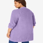 Button-Front Shaker Cardigan Sweater image number null