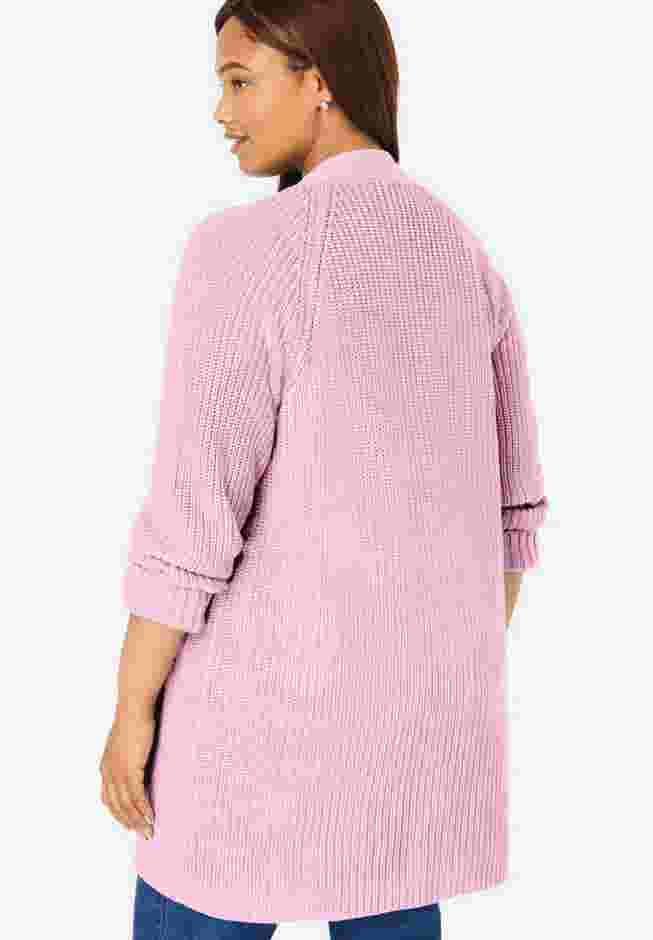 Button-Front Shaker Cardigan image number 1
