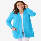 Button-Front Shaker Cardigan Sweater image number null