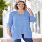 Shaker Button-Front Cardigan Sweater image number 0