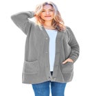 Shaker Button-Front Cardigan Sweater image number null