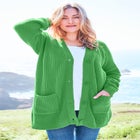 Button-Front Shaker Cardigan Sweater image number null