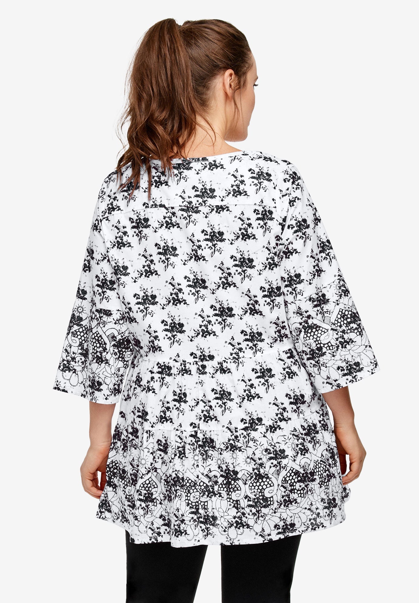 Tiered Floral 3/4 Sleeve Tunic image number 1