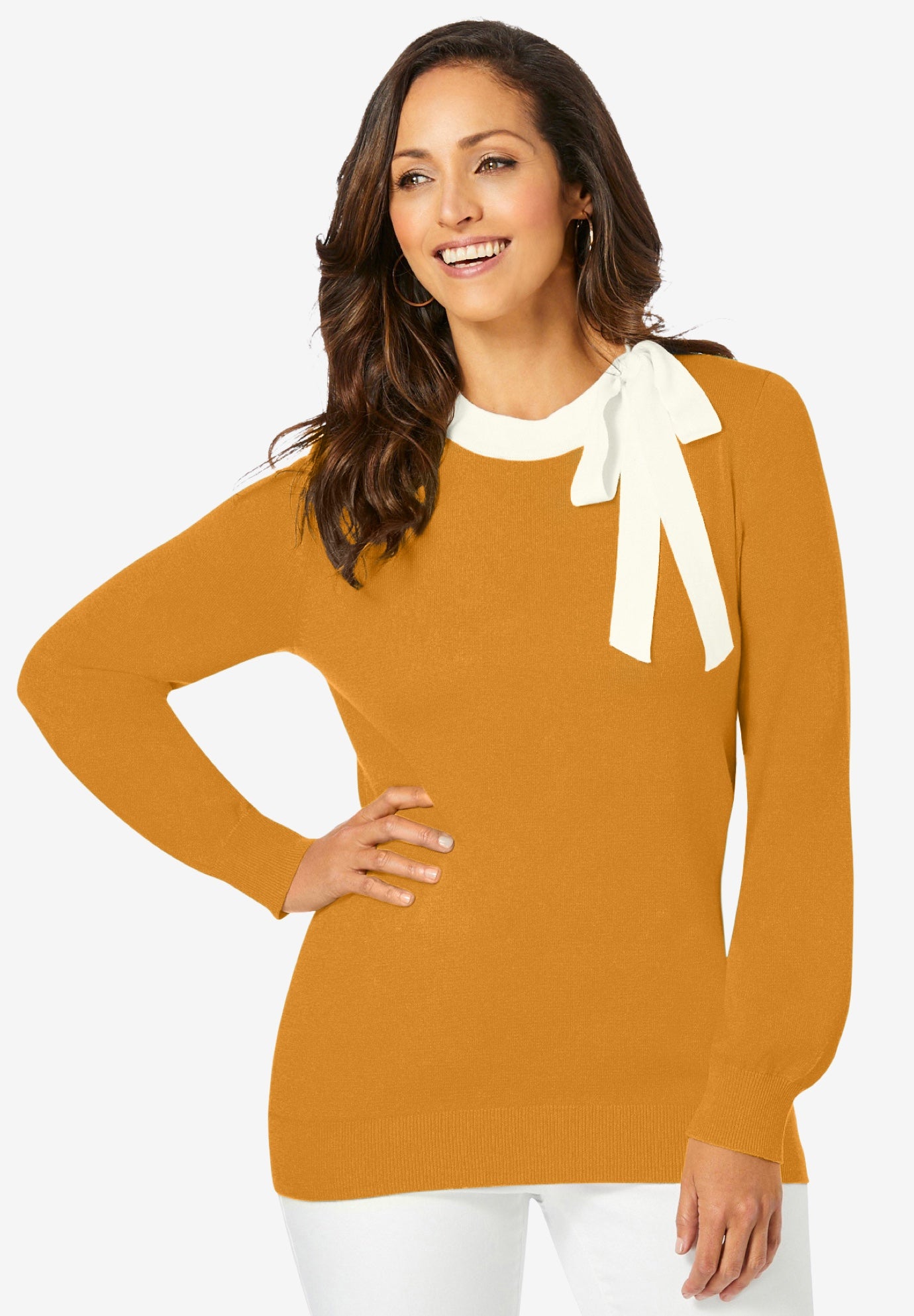 Tie-Neck Sweater image number 0