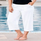 Linen-Blend Drawstring Capris image number null