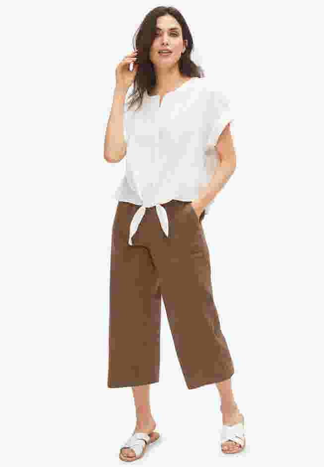 Linen-Blend Drawstring Capris image number 0