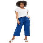 Linen-Blend Drawstring Capris image number null